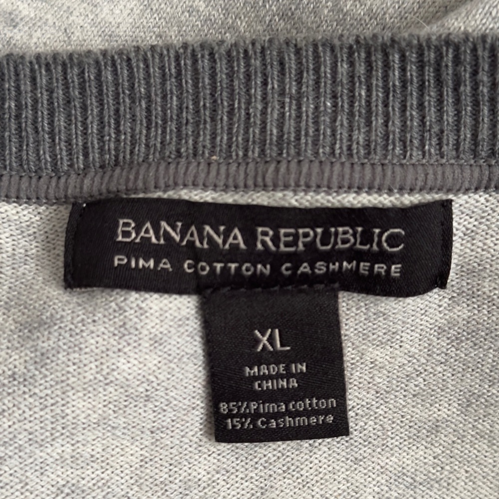 Banana Republic Men's Light Gray Crewneck Pima Cotton Cashmere Layering Sz Xl - Picture 8 of 8